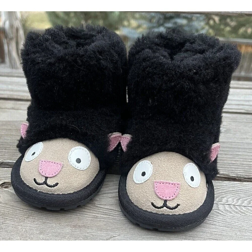 Nice! EMU Australia Lamb Walker Infant 6-12 Month Merino Wool Boots - Black
